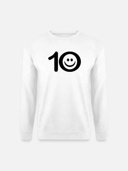 Zum Zehnten: 10 mit Lächel-Gesicht - Unisex Pullover - Weiß