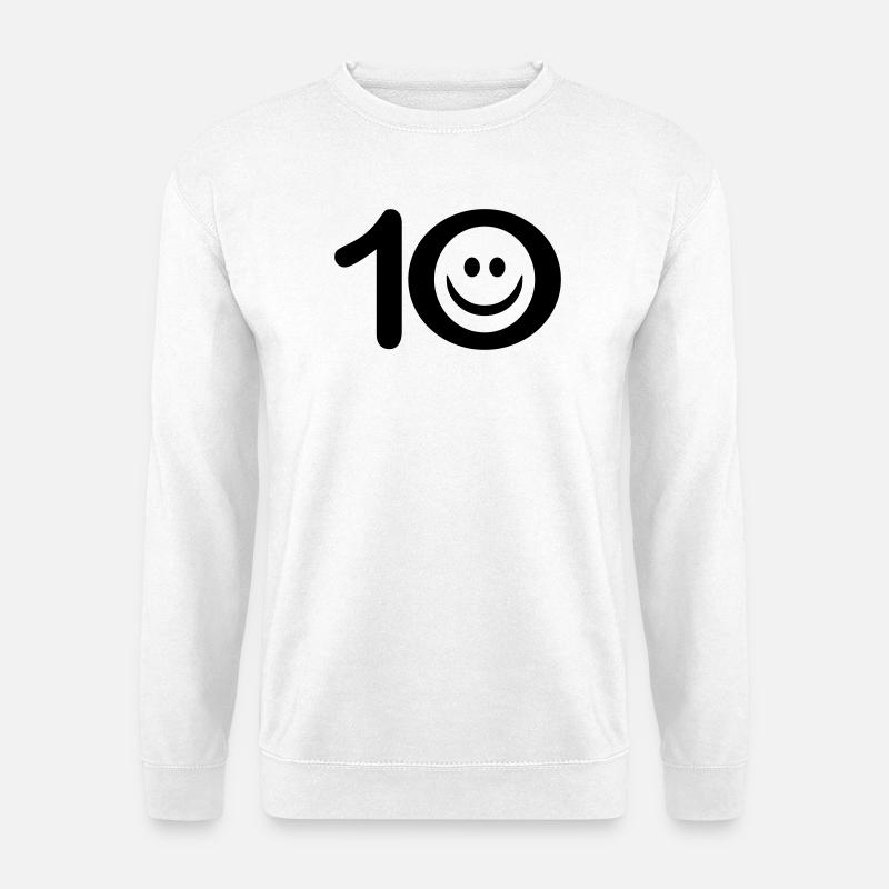 Zum Zehnten: 10 mit Lächel-Gesicht - Unisex Pullover - Weiß