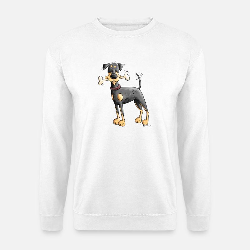 Dobermann Oder Pinscher mit Knochen - Unisex Pullover - Weiß