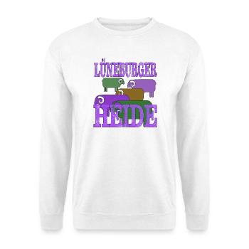 Lüneburger Heide Motiv - Unisex Pullover - Weiß - Vorne - Alina (178cm) & Michal (187cm)