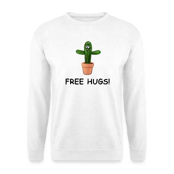 Kaktus breitet herzlich die Arme aus – FREE HUGS! - Unisex Pullover - Weiß - Vorne