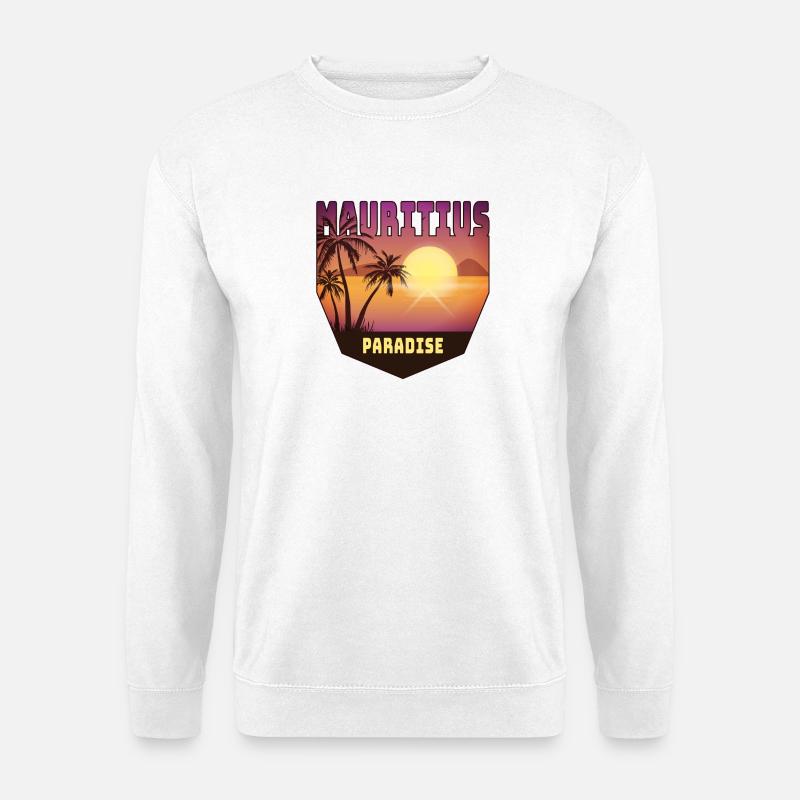 Mauritius Design mit Palmen und Sonne / Geschenk - Unisex Pullover - Weiß