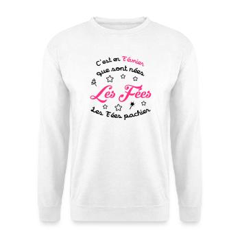 Fée / Fille / Reine / Naissance / Bébé / Février - Unisex Sweatshirt - white - Front