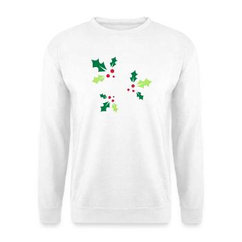 trois branches de palmiers à piqûres avec trois baies rouges - Sweat-shirt Unisexe - blanc - Devant