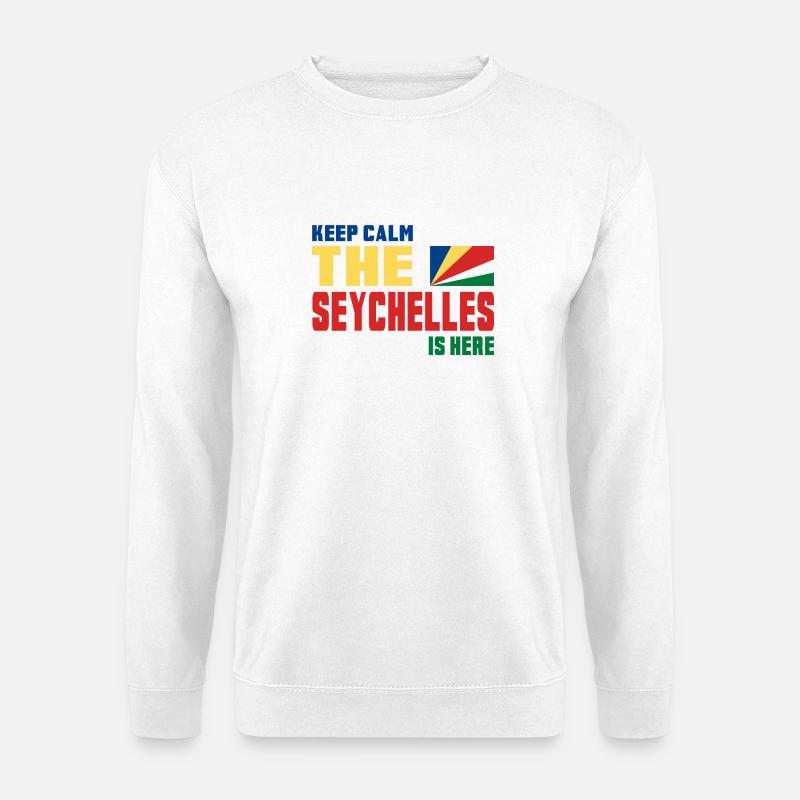 Keep Calm Seychellen Design / Geschenk Flagge - Unisex Pullover - Weiß