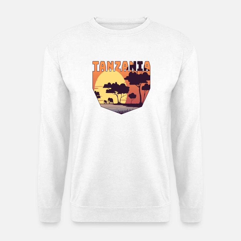 Tansania Safari Design mit Elefanten - Unisex Pullover - Weiß