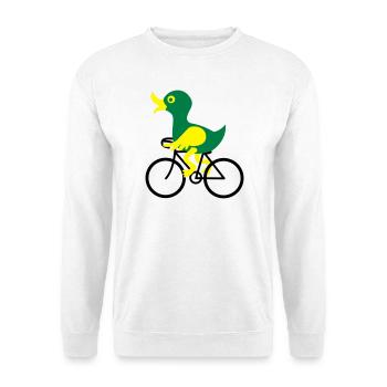 Eine Ente fährt Fahrrad - Unisex Pullover - Weiß - Vorne