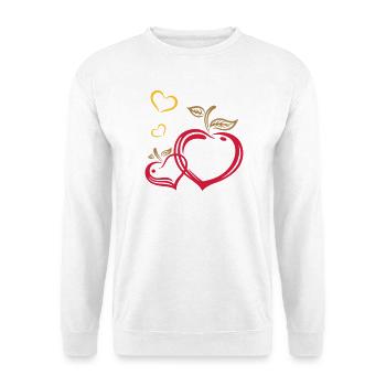 Two apples in heart shape, autumn, fruits, love. - Unisex Sweatshirt - white - Front