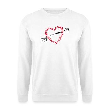 Grand coeur avec une flèche de nombreux cœurs. - Sweat-shirt Unisexe - blanc - Devant