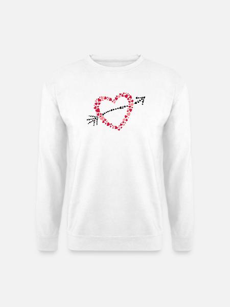 Großes Herz mit Pfeil aus vielen Herzen - Unisex Pullover - Weiß