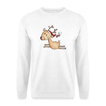 Jumping Christmas Reindeer - Gift - Comic - Unisex Sweatshirt - white - Front
