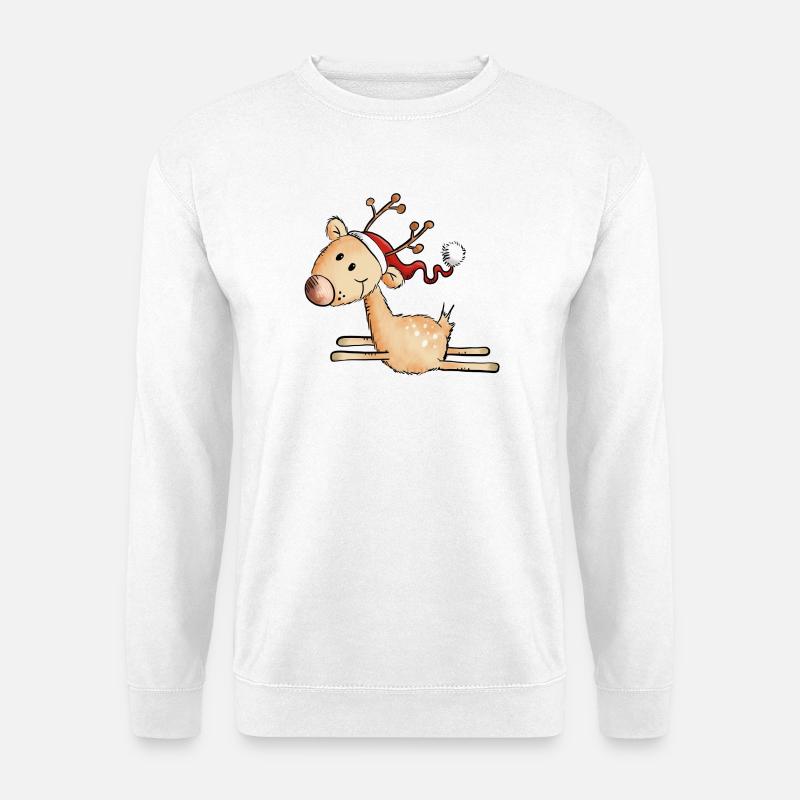Jumping Christmas Reindeer - Gift - Comic - Unisex Sweatshirt - white