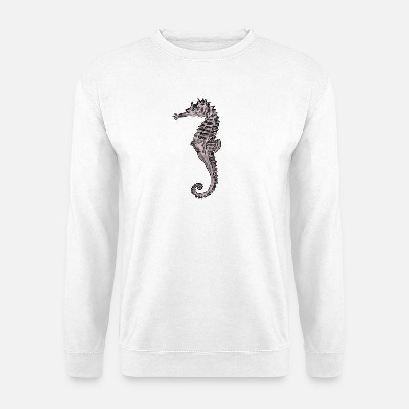 Stacheliges Seepferdchen auf Schwarz - Unisex Pullover - Weiß
