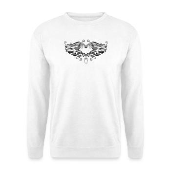 Coeur de tatouage en filigrane avec des ailes. - Sweat-shirt Unisexe - blanc - Devant