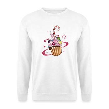 Muffin mit Sternen, Süßigkeiten und Zuckerstange. - Unisex Pullover - Weiß - Vorne