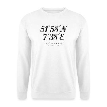 Münster Westfalen Koordinaten (Vintage/Schwarz) - Unisex Pullover - Weiß - Vorne