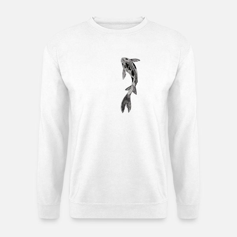 Koi Silhouette auf Schwarz - Unisex Pullover - Weiß
