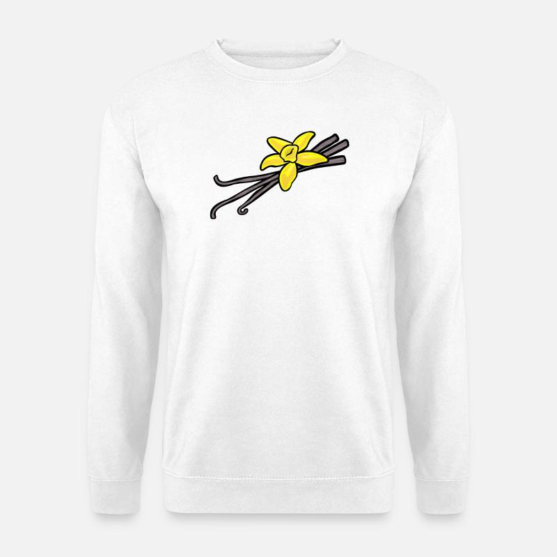 Vanilleblüte mit drei Vanilleschoten - Unisex Pullover - Weiß