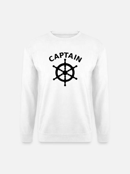 Captain Nautical Ship's Wheel - Unisex Sweatshirt - white