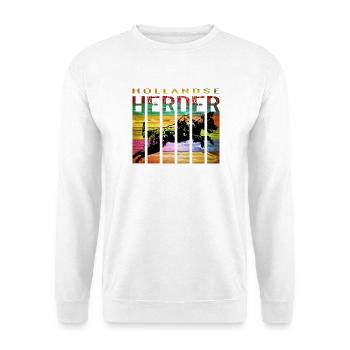 Hollandse Herder Rauhaar - Unisex Pullover - Weiß - Vorne - Alina (178cm) & Michal (187cm)