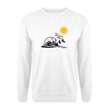 Schneekugel mit Sonnenblume und Sonne - Unisex Pullover - Weiß - Vorne