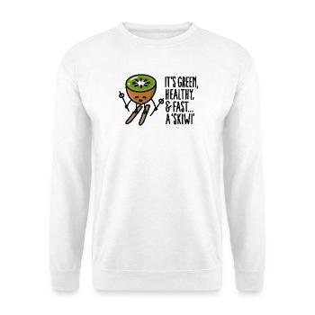 It's green healthy and fast: a skiwi - Ski kiwi - Sweat-shirt Unisexe - blanc - Devant