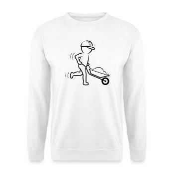Bauarbeiter mit Schubkarre - Unisex Pullover - Weiß - Vorne