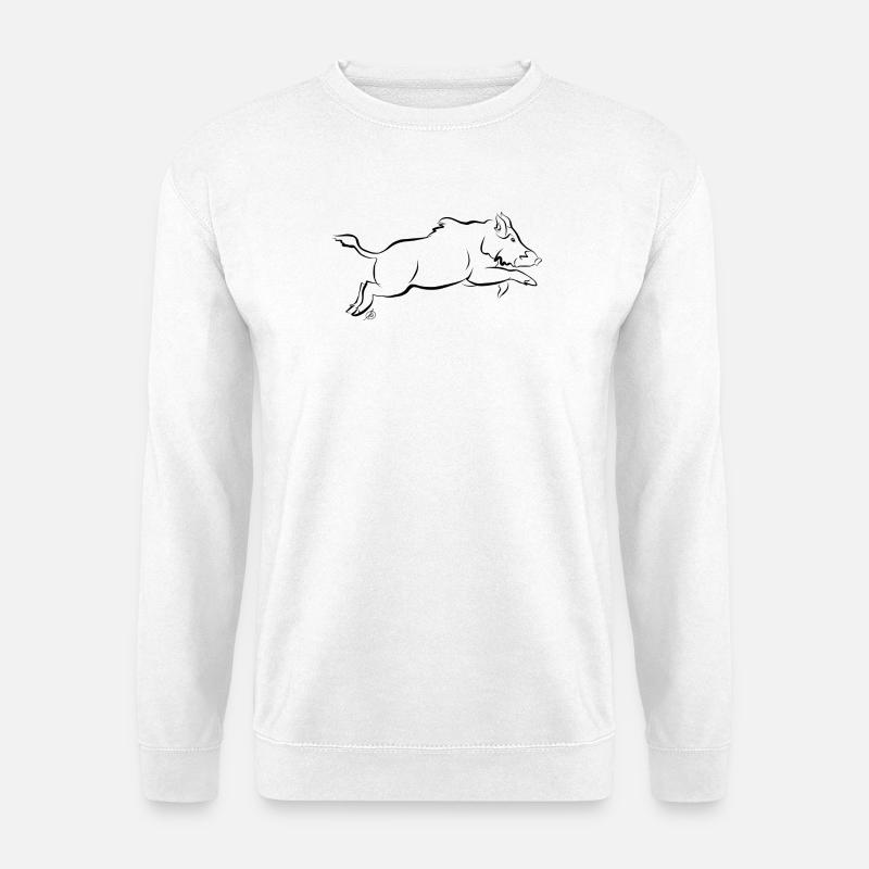 Wildschwein im Sprung - Unisex Pullover - Weiß