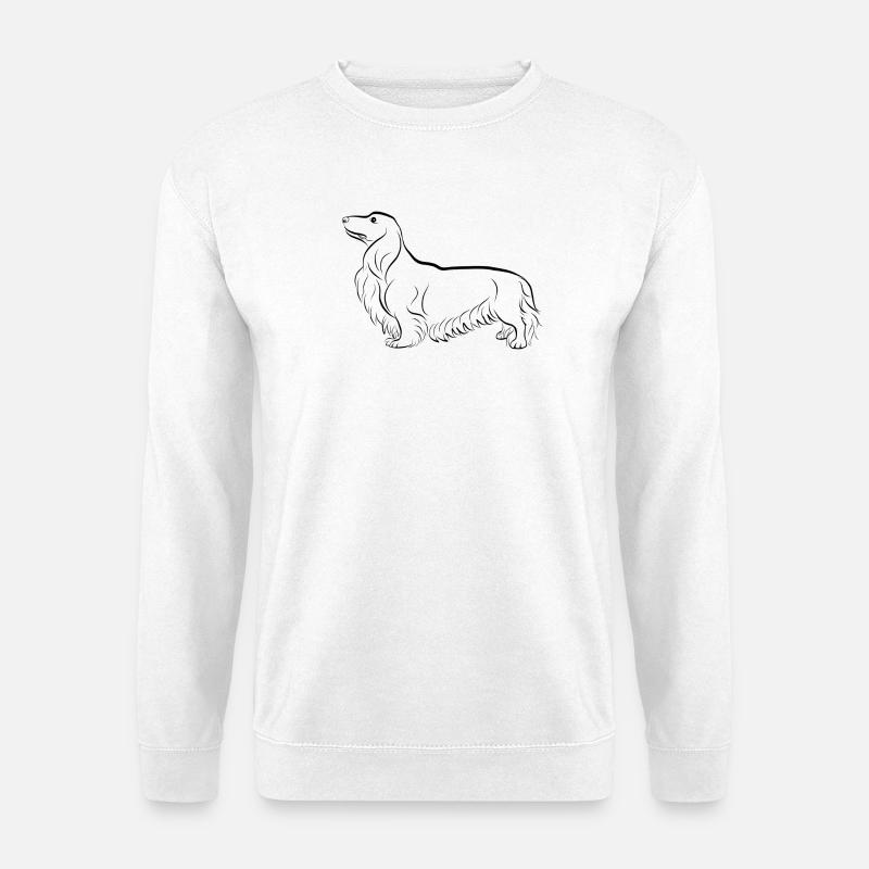 Langhaardackel - Unisex Pullover - Weiß