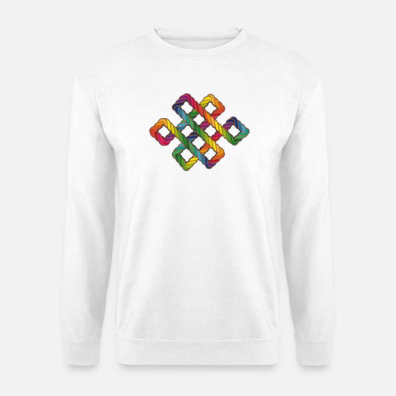 Buddhist endless knot rainbow - Unisex Sweatshirt - white
