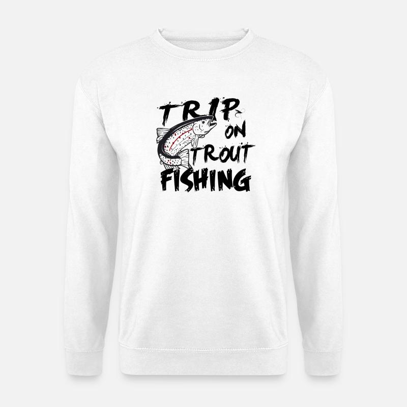 Angeln: Ausflug auf Forellenangeln - Unisex Pullover - Weiß