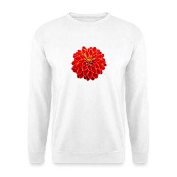 Dahlie rot - Unisex Pullover - Weiß - Vorne - Alina (178cm) & Michal (187cm)