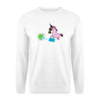 Masque Corona désinfection par le virus de la licorne - Sweat-shirt Unisexe - blanc - Devant