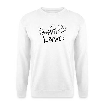 Fischgräte Löppt Läuft Plattdeutsch - Unisex Pullover - Weiß - Vorne
