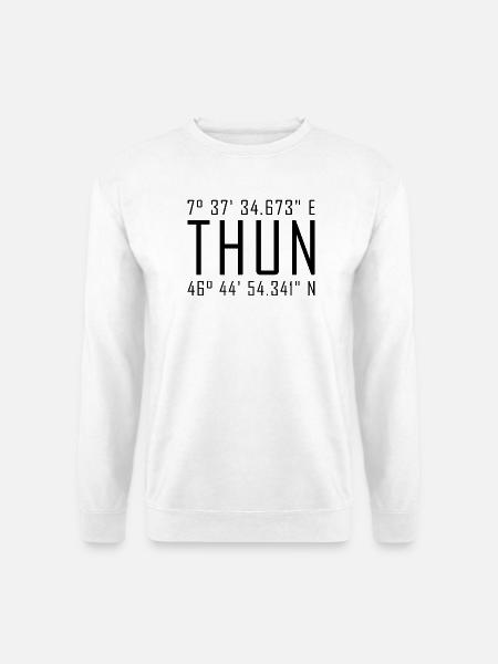 Thun Koordinaten – Typografie mit Ortsbezug  Besch - Unisex Pullover - Weiß