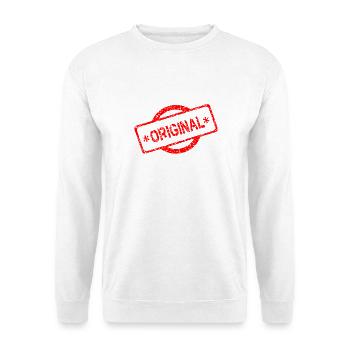 Original Stempel Layout - Unisex Pullover - Weiß - Vorne - Alina (178cm) & Michal (187cm)