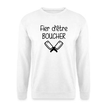 Fier d'être boucher - Sweat-shirt Unisexe - blanc - Devant