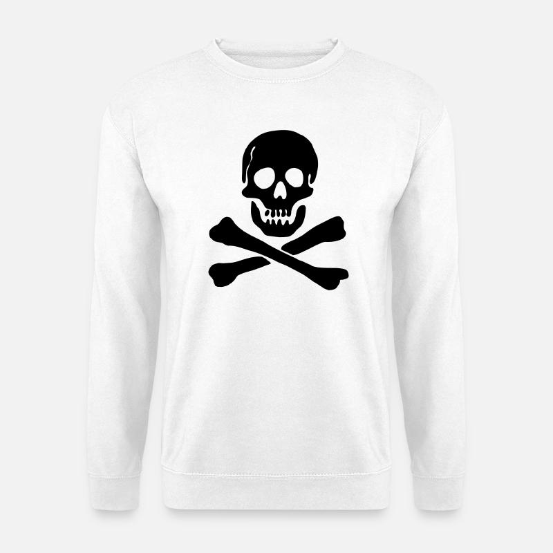 Pirate flag Skull with crossed bones - Unisex Sweatshirt - white