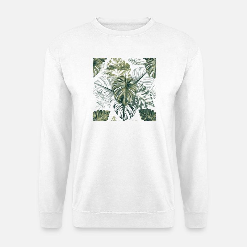 Tropische Monstera Blätter Muster - Unisex Pullover - Weiß