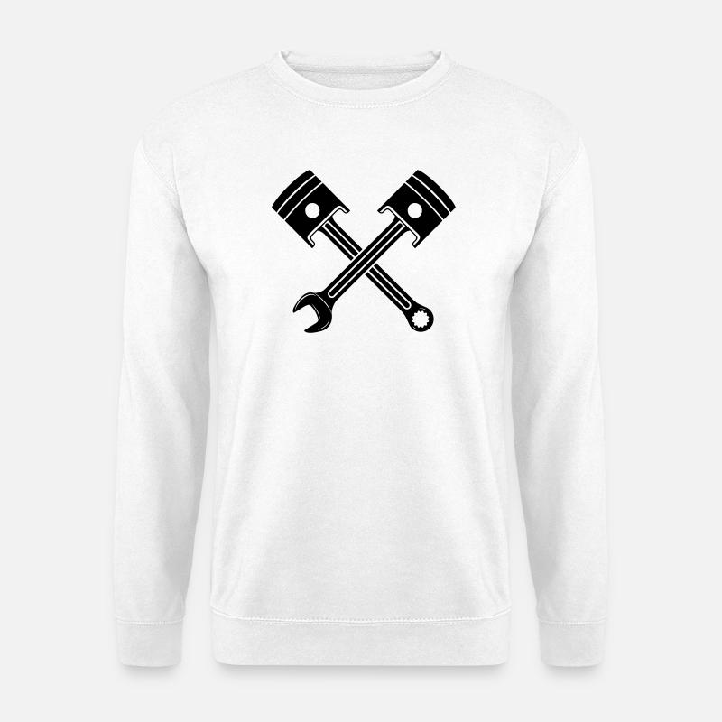 Engine piston key crossed - Unisex Sweatshirt - white