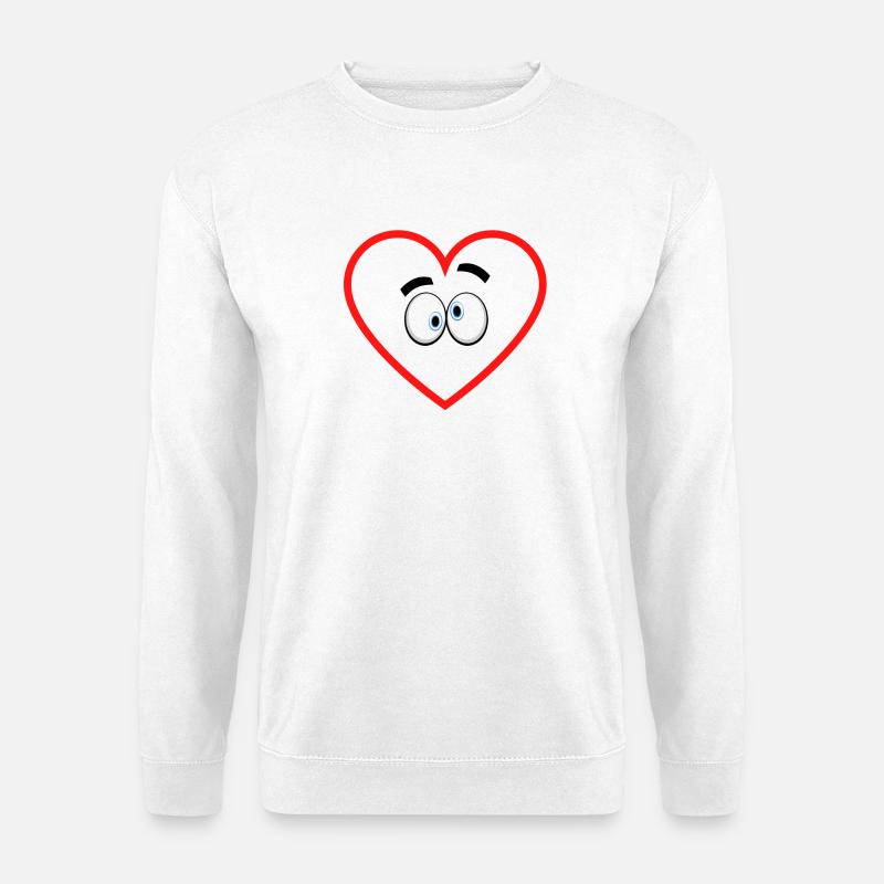 verwirrtes Herz comicstyle Sticker Aufkleber - Unisex Pullover - Weiß