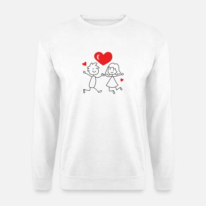 Liebespaar mit Herz-Motiv - Unisex Pullover - Weiß