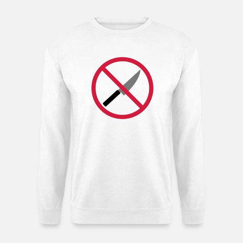Verboten Schild Messer - Unisex Pullover - Weiß