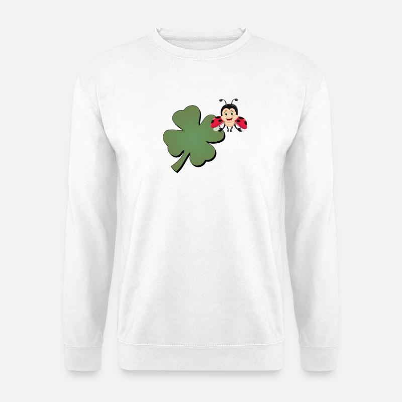Kleeblatt mit Ladybug (Marienkäfer) - Unisex Pullover - Weiß