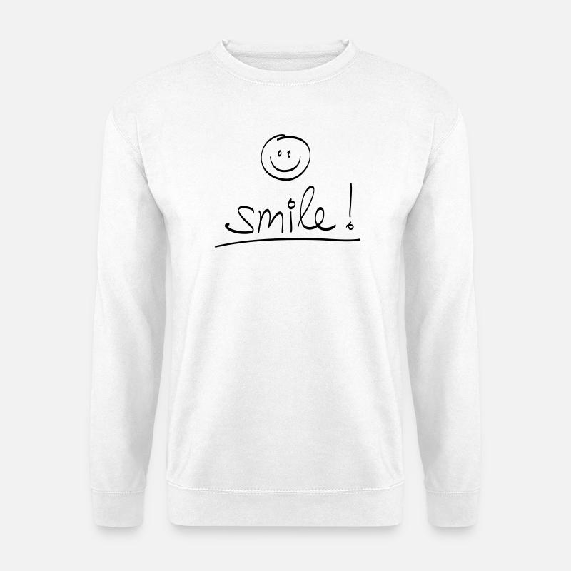 Handwriting "SMILE!" with a laughing face - Unisex Sweatshirt - white