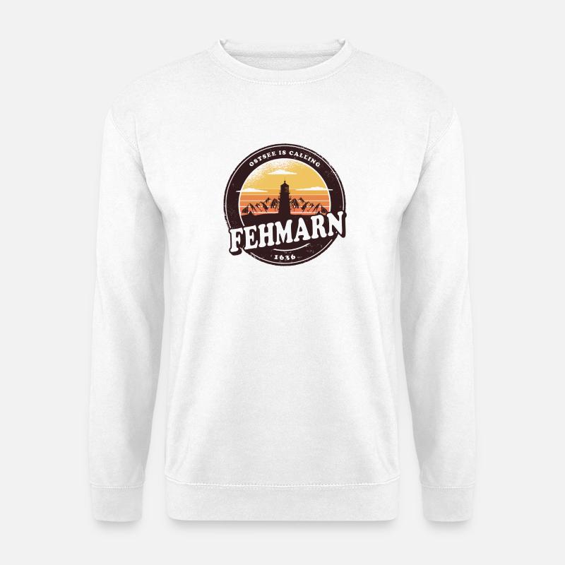 Fehmarn Vintage Leuchtturm Design - Unisex Pullover - Weiß