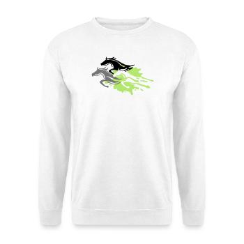 pferde - hengst - stute - fohlen - Unisex Pullover - Weiß - Vorne - Alina (178cm) & Michal (187cm)