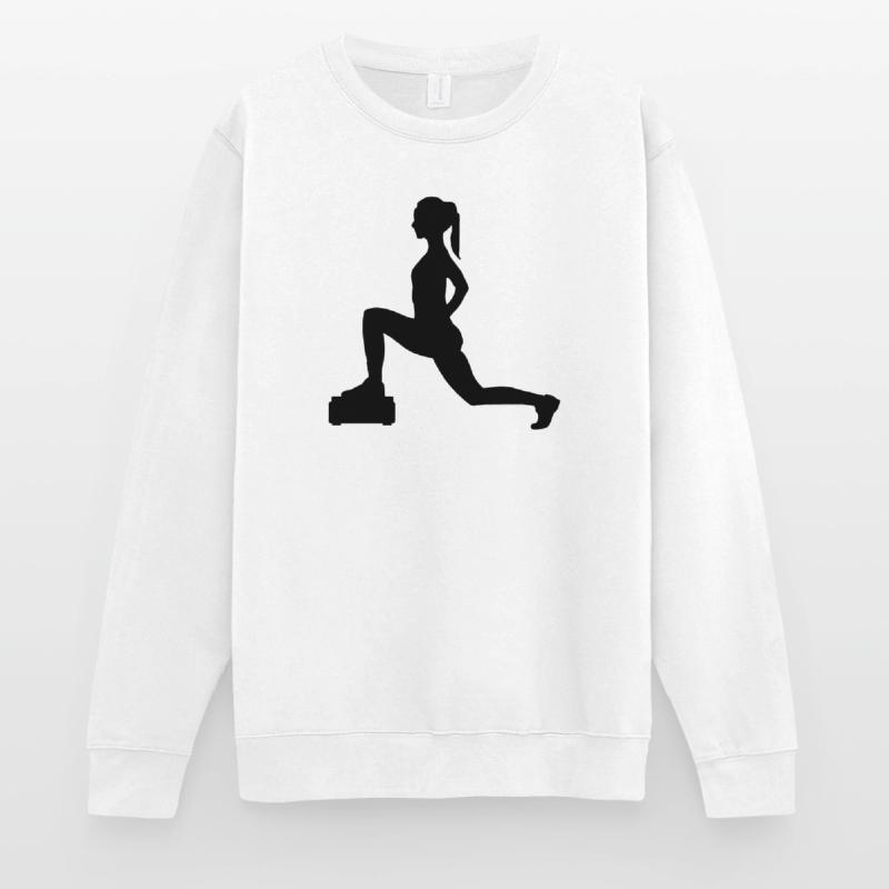 Mädchen oder Dame, die Schritte oder Aerobic macht Unisex Pullover