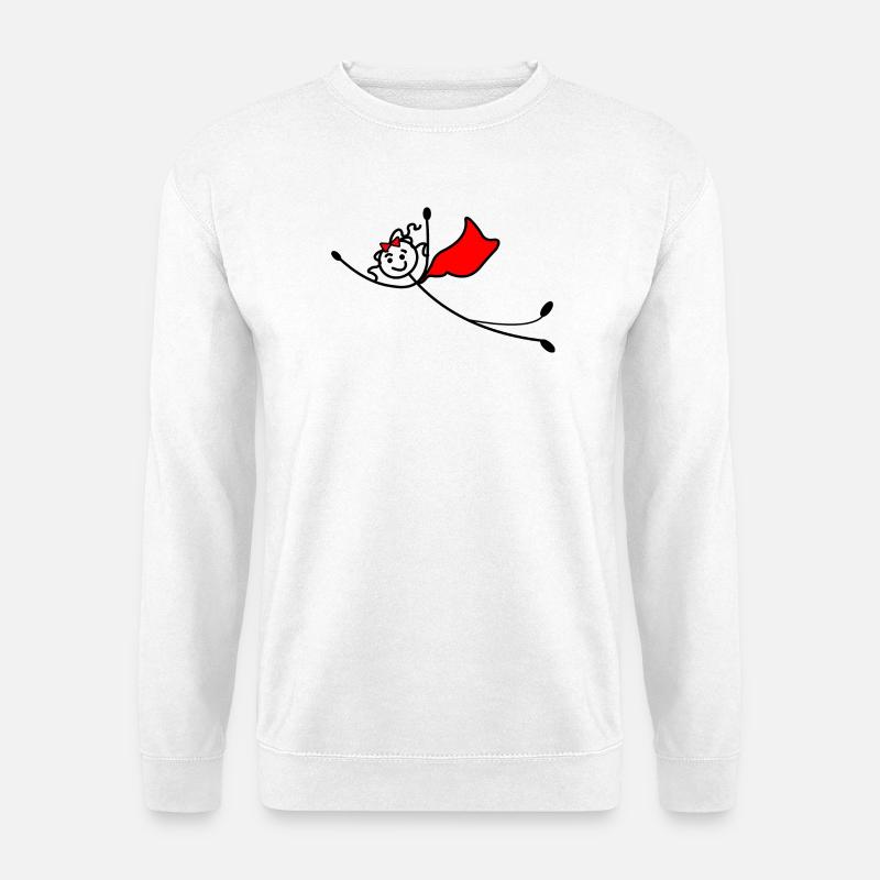 Fliegende Superfrau oder mit rotem Umhang - Unisex Pullover - Weiß