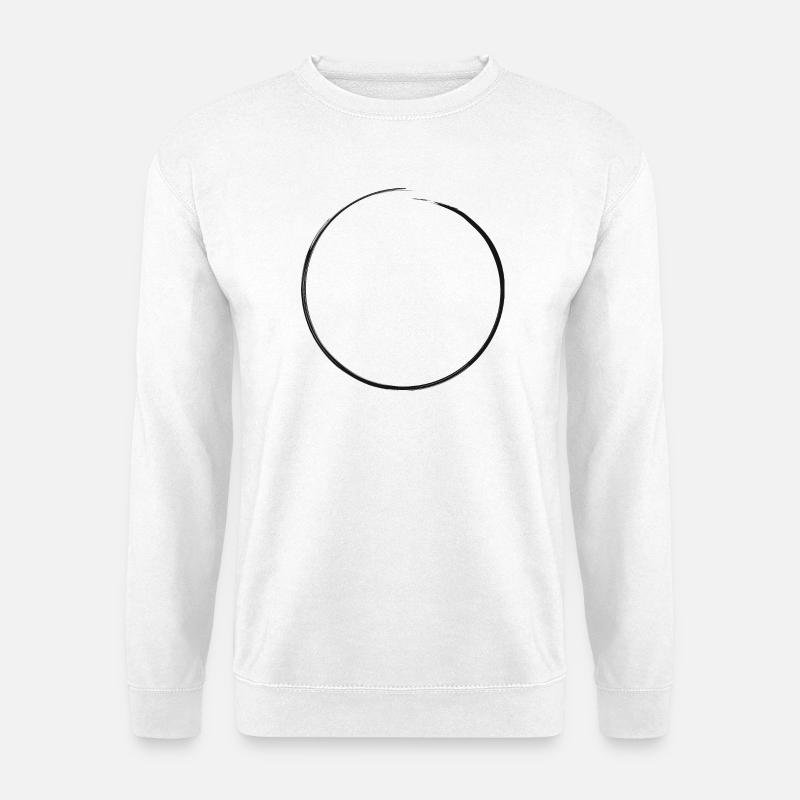 offener schwarzer Kreis | Schmutzrand - Unisex Pullover - Weiß